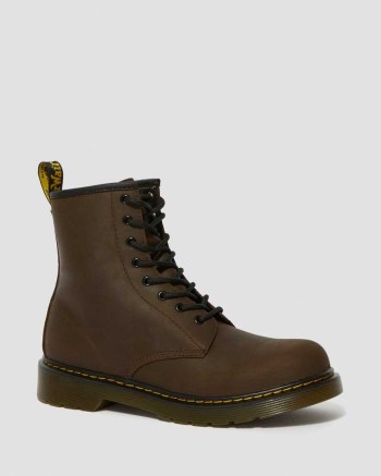 Dr Martens Youth 1460 Faux Fur Lined Šnurovacie Čižmy Detske Tmavo Hnede | 9748-NLDUI